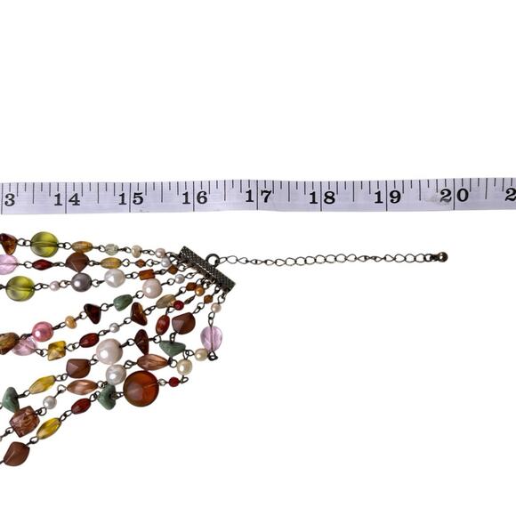 Lia Sophia Beaded Necklace Multi Strand Layered Colorful Beaumont Gold Tone - Picture 14 of 14